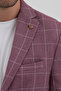 Gonca Plaid Men's Burgundy Mono Collar Slim Fit Blazer Jacket - 2