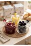 3 Glass Jars, Spice Jar / Jam Jar / Nut Jar with Striped Body and Figured Lid - 7