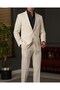 Slim Fit Men's Mono Collar Pocket Seersucker Fabric Jacket Pants Suit White T20102-07 - 3