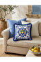 Amalfi Lemon Cobalt Blue Fringed Throw Pillow Cover