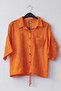 Orange Shirt Collar Short Sleeve Buttoned Mesh Pockets Tieable Waist Brodeled Cotton Woven Jacket 53 60 - 2