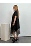 Women's Short Sleeve Round Tulle Asymmetric Detail Viscose Dress - 5