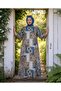 Authentic Pattern Long-Sleeved Buttoned Plus Size Viscose Dress - 4