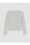 Black Crew Neck Striped Women's Bodysuit - 6