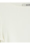 Özmarka New Season White Crew Neck Gathered Blouse - 7
