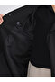 Black Double-Breasted Collared Belted Women's Trench Coat - 3