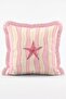 Summer Themed Striped Palm Tree, Sun and Sea Turtle Figured 4-Piece Fringed Throw Pillow Cover Set - 6