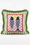 Colorful Sardine and Fish Figured Marine Themed Set of 4 Fringed Throw Pillow Covers - 3