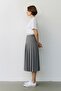 Long High School Gray Pleated Fabric Skirt Suitable for Daily Use 100% Cotton - 5