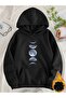 Moon Printed Oversized Unisex Women'S/Men's Hooded Sweatshirt