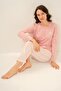 Women'S, Striped Patterned, Pink, Long Sleeve Pajama Set (with Socks as a Gift) - 2