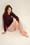Women'S, Purple, Button Detailed, Long Sleeve Pajama Set (with Socks as a Gift) - 5