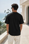 Unisex Black Oversize T-Shirt Short Sleeve Summer Combed Cotton Summer T-Shirt Minimal Venice Beach Printed Black Oversize T-Shirt - 6