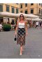 Plaid Patterned Midi Lined Chiffon Skirt