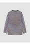 Lcw Modest Blue Striped Oversize Women's Sweatshirt Tunic - 6