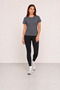Women's Anthracite Basic T-Shirt Lycra Single Jersey Fabric Crew Neck Short Sleeve Regular Fit - 3