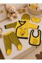 Baby 5-Piece Double Breasted Bodysuit Set with Booties, under Hat, Gloves, Bib, Newborn Fan Hospital Discharge Set - 3