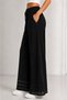 Women's Black Cotton Linen Cuffed Trousers with Lace, Loose Elastic Waist, Lace-Up, Casual Summer Wear - 2
