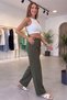 Women's Khaki Palazzo High Waist Elastic Combed Cotton Soft Fabric Colorful Lace-Up Loose Leg Casual Comfortable Sweatpants - 6