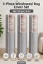 3-Piece Windowed Carpet Storage Bag Set 38X170 cm 4 m² Gray Striped Zippered Carpet Storage Bag Set