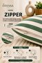 Emerald Green Striped Cotton Linen 2-Piece Throw Pillow Cover with Hidden Zipper, Double-Sided, 2 Pieces - 3