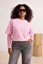 Açık Pembe Dantel Kol Detaylı Büyük Beden T-shirt TBBSS26BF00048 - 3