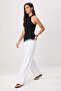 Beyaz DÖKÜMLÜ Yüksek Bel MEVSİMLİK %100 Pamuk Uzun Boy Wide Leg Jeans TWOSS26JE00127