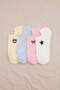 Pink-Blue-Yellow 4-Piece Cotton Blend Printed Embroidered Knitted Sneaker Socks Thmaw25Co00004