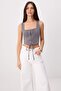 Antrasit Fitted/Vücuda Oturan Korse Havuz Yaka Kolsuz Crop/Kısa Soft Touch Örme Bluz TWOSS26BZ00823 - 6
