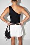 Black One-Shoulder Metal Buckle Detailed Polyamide Blouse Tdrss26Bz00079 - 3