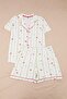 Ecru-Multicolor 100% Cotton Cherry Printed Ribbed Knitted Pajama Set Tbbss25Ai00086 - 4