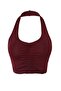 Bordo Soft Fırçalı Kumaş Büzgü Detaylı Destekli/Şekillendirici Örme Spor Sütyeni THMSS26SS00007 - 5