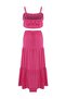Fuşya Dokuma Fırfır Detaylı Maxi Boy Crop 100% Pamuk Plaj Bluz Etek Takım TBESS26AU00010 - 6