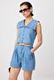 Açık Mavi Bluz Şort Denim Alt - Üst Takım TWOSS26AU00275 - 2