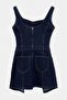 Koyu Mavi Askılı Mini Denim Elbise TWOAW27EL00054 - 7