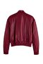 Bordo Oversize Kalıp Suni Deri Bomber İnce Ceket Mont TWOAW26MO00001 - 7
