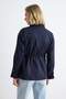 Lacivert Bel Bağlamalı Dik Yaka Oversize Midi Trençkot TWOAW27TR00026 - 5