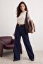 Wardrobe Essentials Koyu Mavi DÖKÜMLÜ Normal Bel Wide Leg Geniş Paça Jeans TWOAW27JE00041 - 3