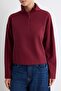 Bordo Selanik/Triko Görünümlü Fermuarlı Yaka Regular/Normal Kalıp Örme Sweatshirt TWOAW22SW0732 - 3