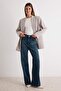 Koyu Mavi Soluk Efekt Vintage Yüksek Bel Wide Leg Geniş Paça %100 Pamuk Jeans TWOSS24JE00080