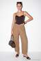 Khaki Pocketed Wide Cut Trousers with Elastic Waist Tdrss26Pl00070
