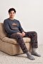 Anthracite Cotton Animal Pattern Long Sleeve Knitted Pajama Set Tmnaw26Pt00049 - 2