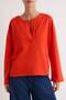 Kırmızı Kalın Yaka Detaylı Oversize/Geniş Kesim Düşük Kol Örme Sweatshirt TWOAW27SW00019 - 3