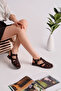 Women's brown suede fabric comfortable sole everyday sandals - 3