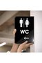 Wc Women-Men Left Double Sided - Side Mounted Directional Sign 20X30Cm - Black Plexiglass-Wood