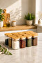 Pack of 12 200 ml Square Bamboo Glass Jars with Lids Luxury Series