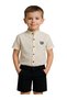 Boy's Sile Cloth Shirt & Linen Capri Suit (1-8 Years) Dirty Cream Color