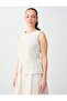 Beige Melange Slim Fit Crew Neck Sleeveless Cotton Pack Woven Blouse - 3