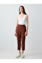 Bitter Brown 100% Linen High Waist Regular Leg Woven Trousers - 2