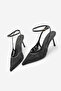 Women's Stiletto Ankle Strap Lace Embroidered Mesh Classic Heeled Shoes Limez Black